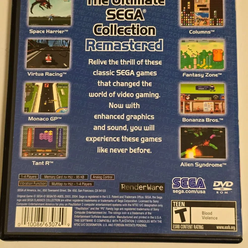 VTG PS2 Sega Classics Collection (Sony‎ PlayStation 2, 2004) Complete / Tested